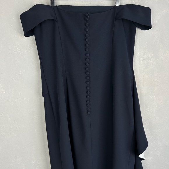 Alexander by Daymor size 16 maxi gown 1060 off shoulder ruffled skirt navy white - Picture 9 of 15